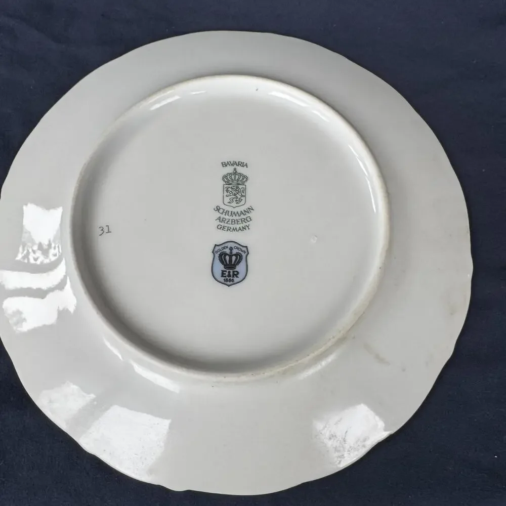SCHUMANN Arzberg Bavaria Bird Plates‎ Gold Rimmed 8” Vintage Two Pair Birds